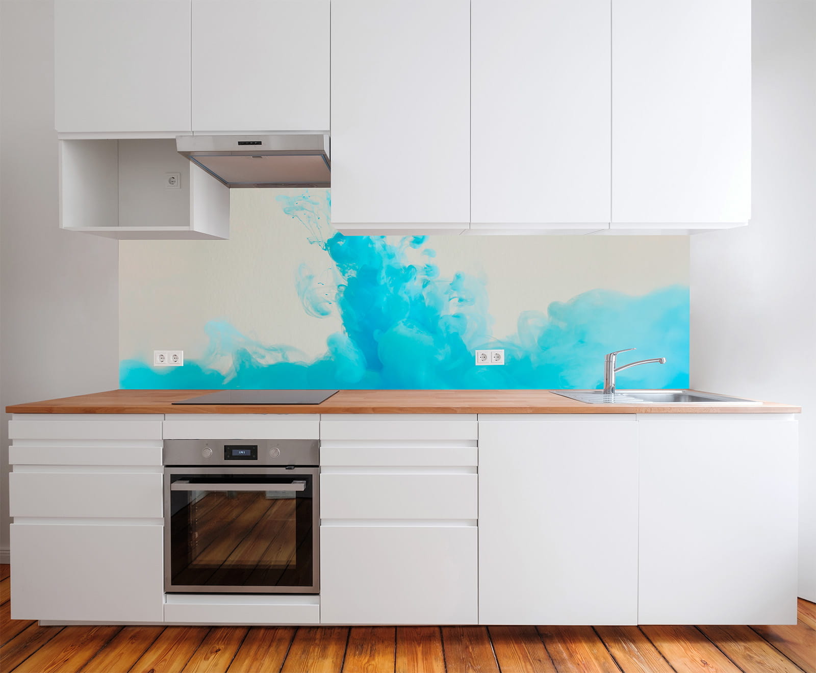 Küchenrückwand - Blaue Farbwolke