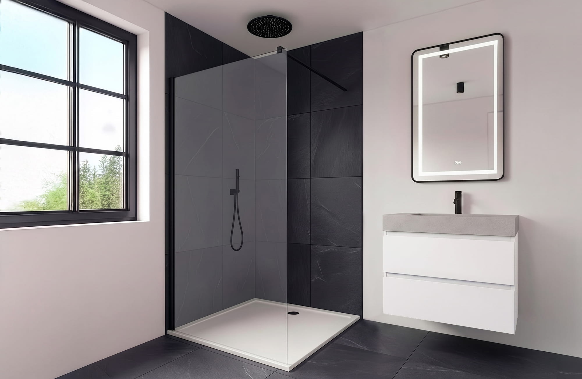 Dusche Fliesen Grau