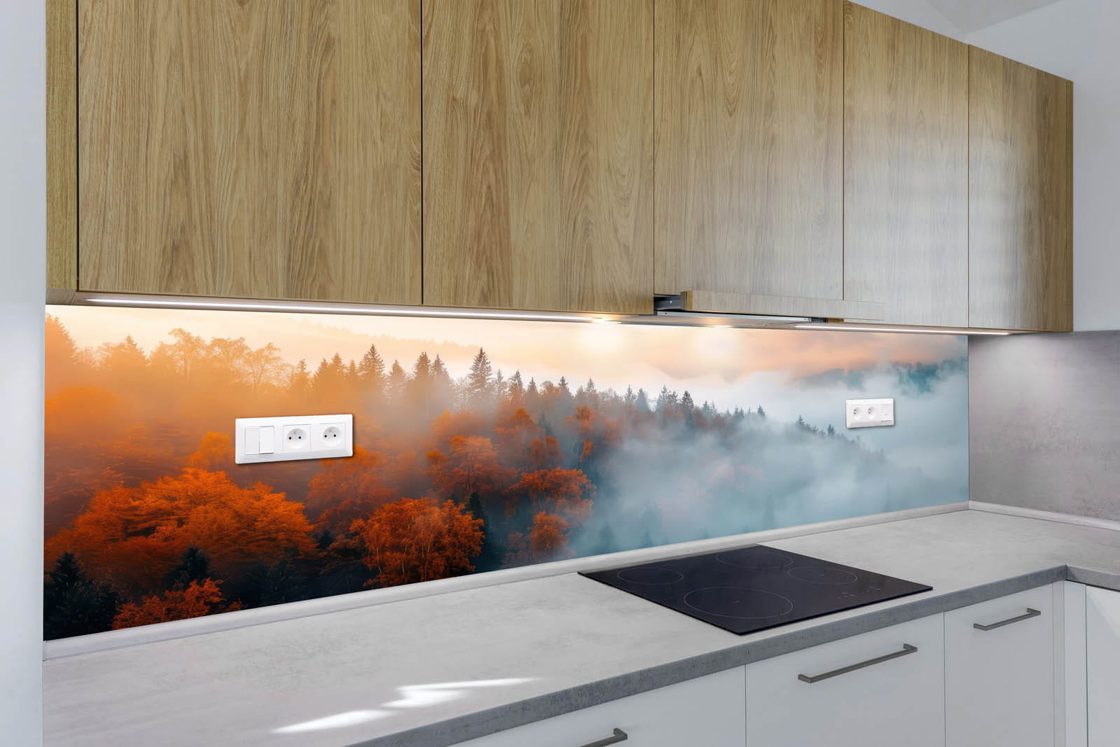 Küchenrückwand - Wald mit Nebel